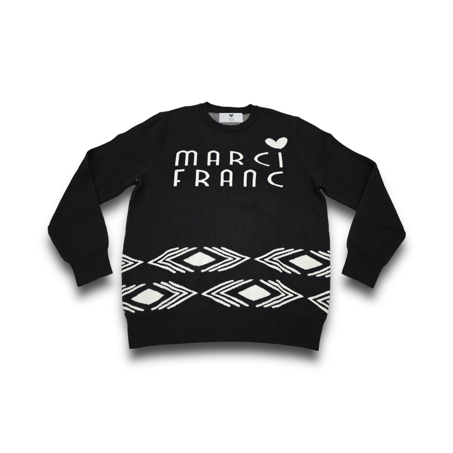 MARCI FRANC LOGO-INTARSIA CREW-NECK JUMPER