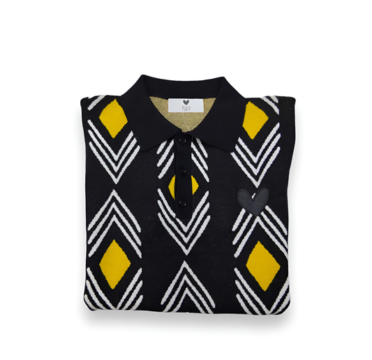 MARCI FRANC YELLOW ZEBRA POLO SHIRT