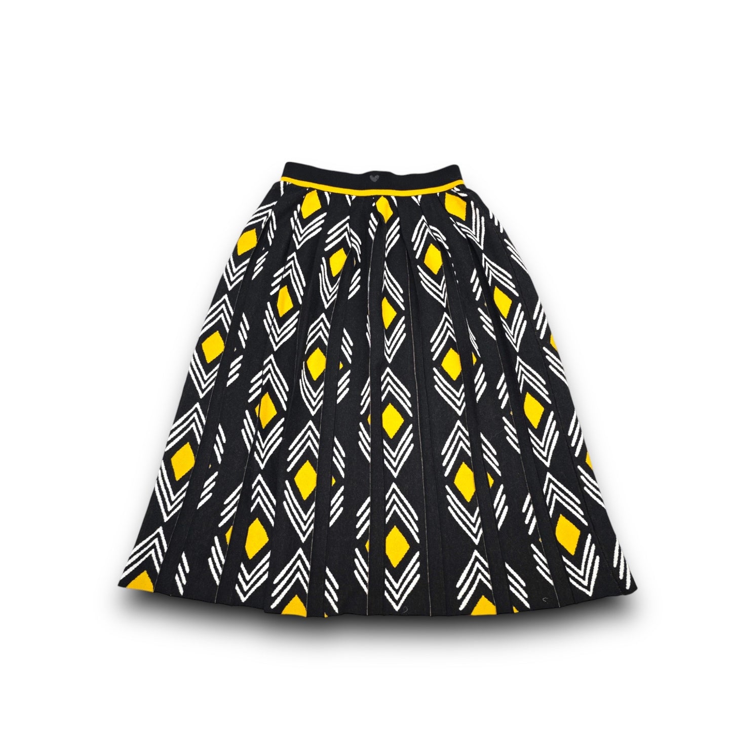 MARCI FRANC YELLOW ZEBRA MIDI KNIT SKIRT